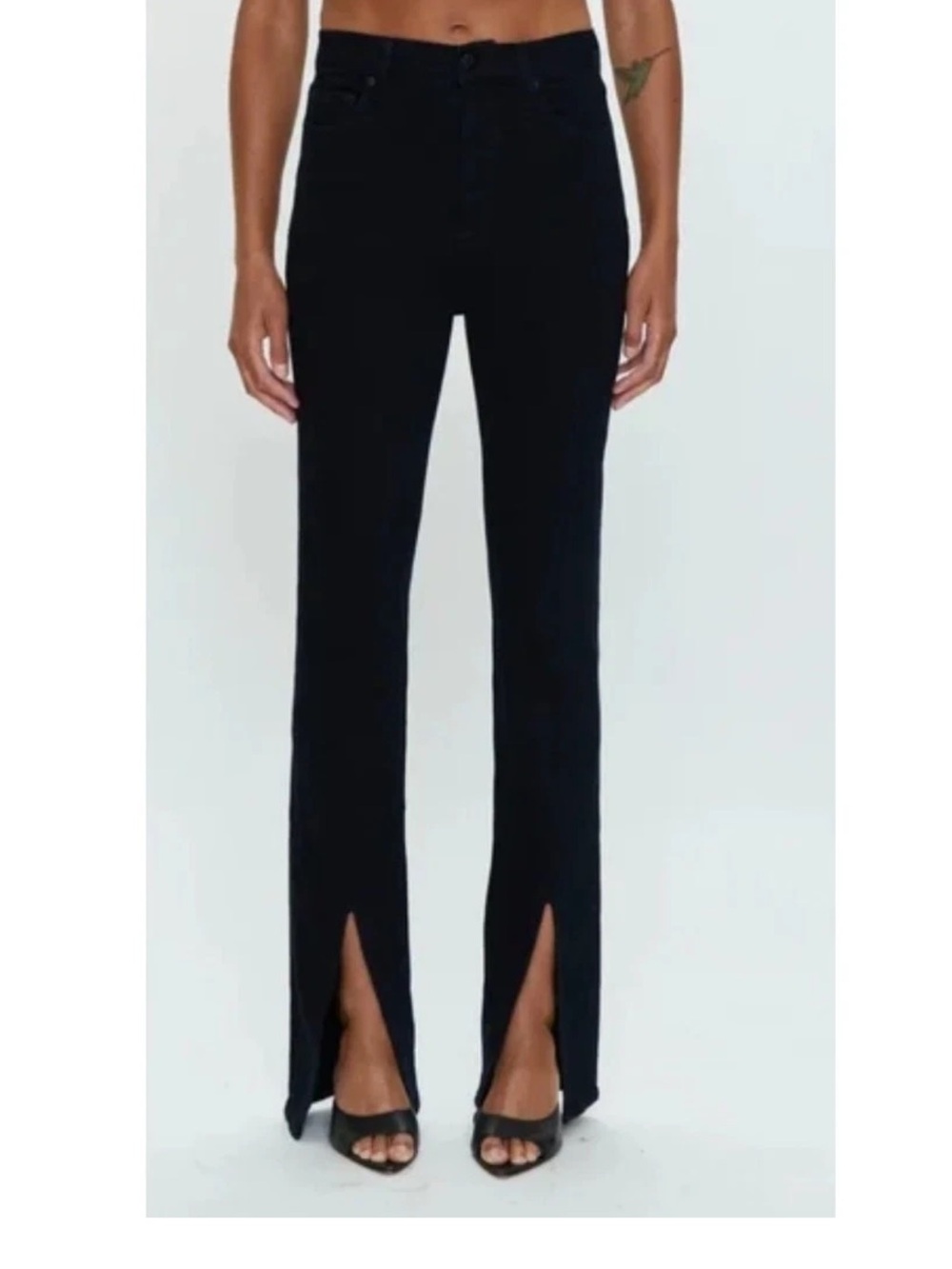 pistola Colleen Black Front Slit Jeans